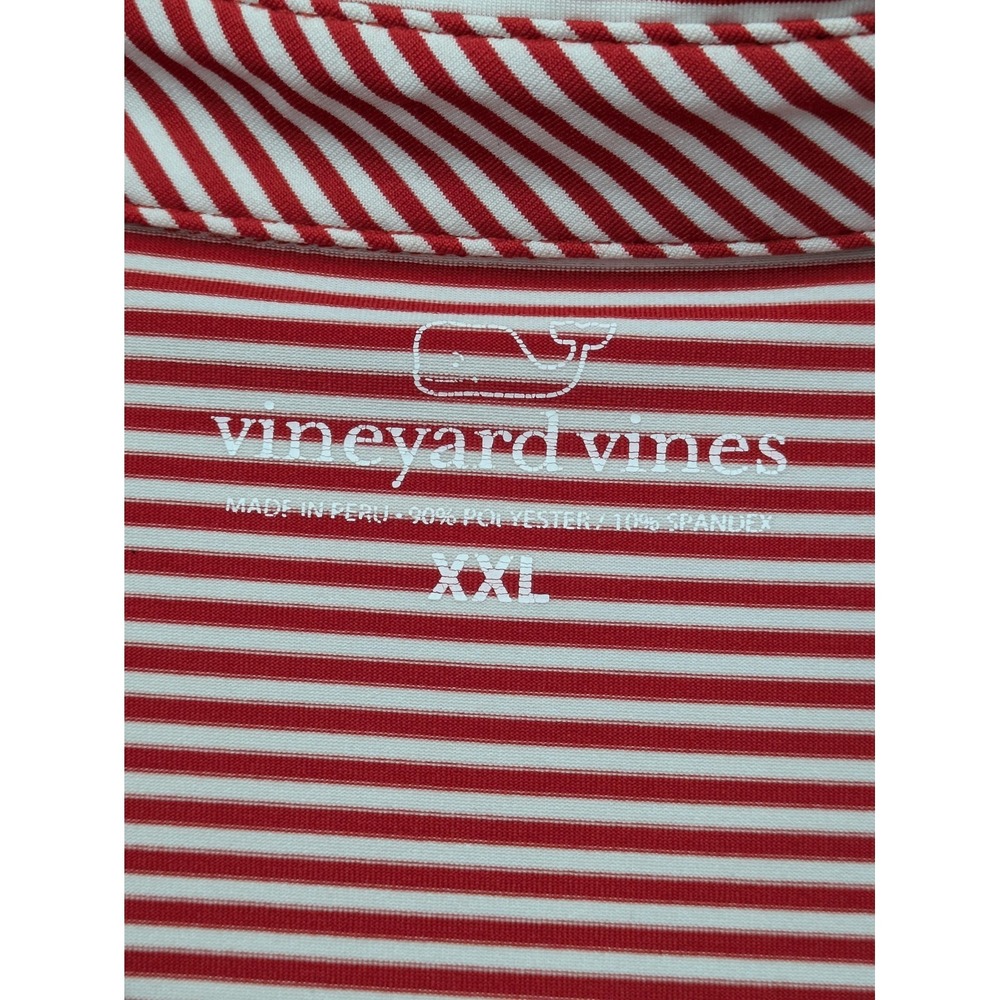 Vineyard Vines Polo Shirt Mens 2XL Red Stripe Golf Performance Stretch Tech - Picture 4 of 8